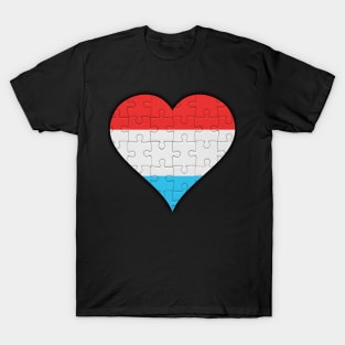 Luxembourgish Jigsaw Puzzle Heart Design - Gift for Luxembourgish With Luxembourg Roots T-Shirt
